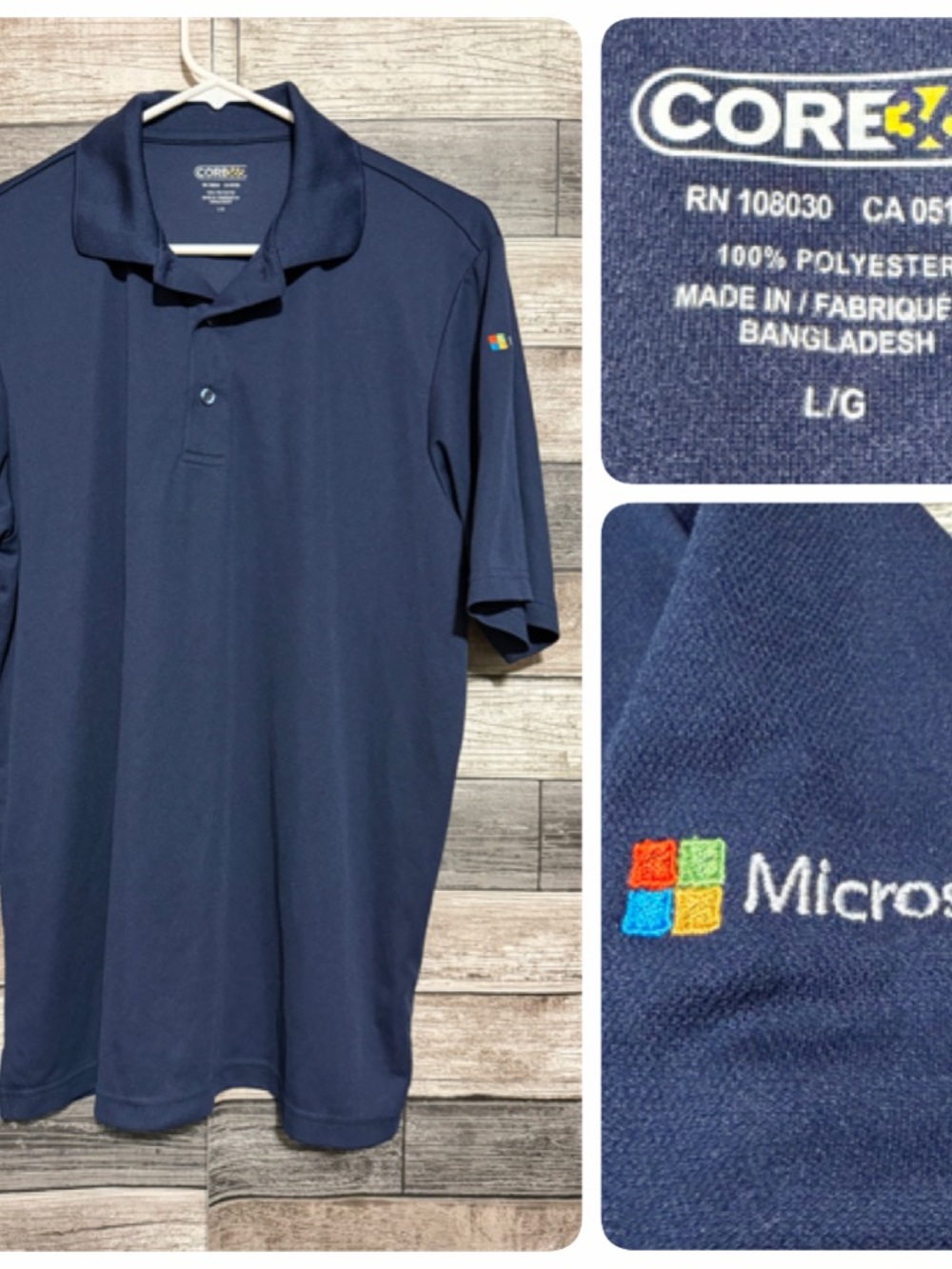 CORE 365 Microsoft Polo Shirt Men’s L Navy Blue Short Sleeve Employee